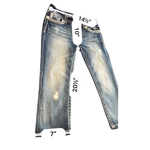 MISS ME Rhinestones embroidered capri jeans size 28 - Picture 3 of 10